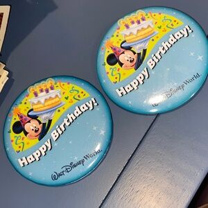 Disney Blue Happy Birthday Buttons with Mickey
